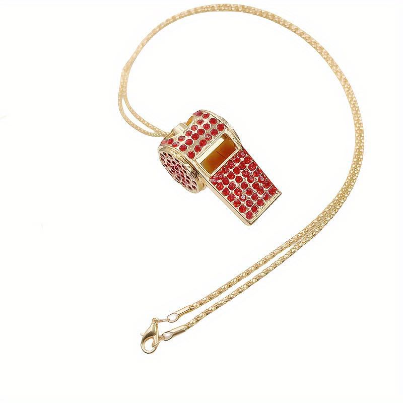 Wholesale Rhinestone Double Layer Whistle Keychain Metal Crystal Whistle Pendant